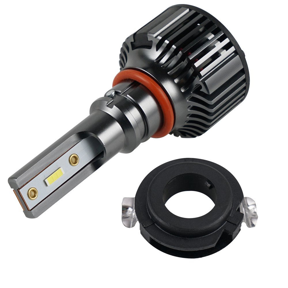H7 LED Headlight Bulbs Adapter Set High Low Beam Fit for BMW E60 E61 X5